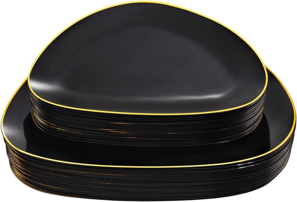 LIYH 60pcs Black Plastic Plates