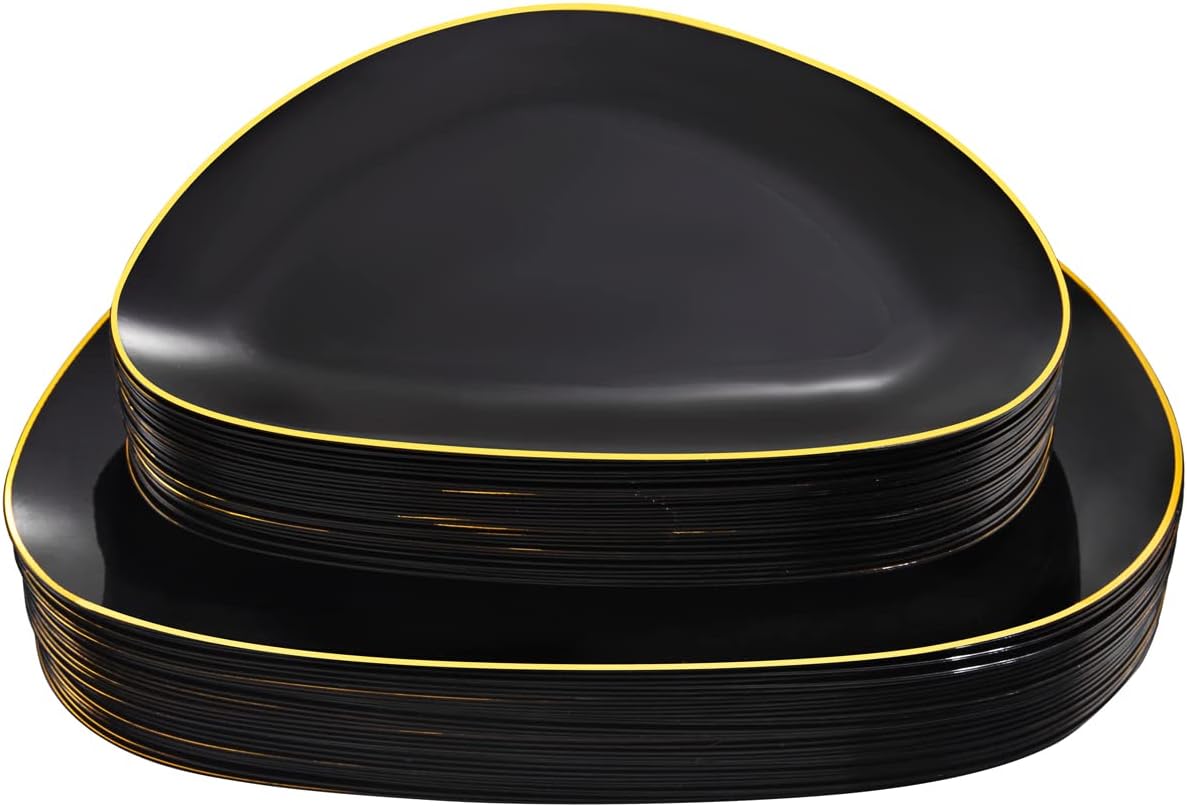 7- LIYH 60pcs Black Plastic Plates