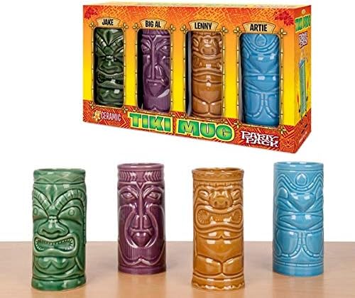 4-Tiki-Tumblers-Ceramic-Hawaiian-Luau-Party-Mugs