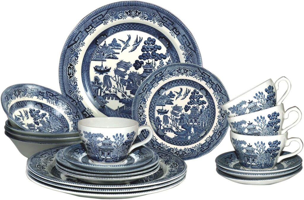 Churchill Blue Willow Plates Bowls Cups Dinnerware 