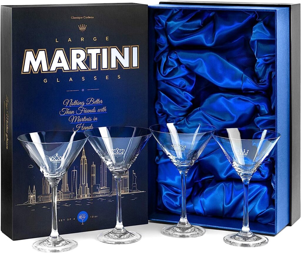 Large 10 oz Crystal Martini Glasses