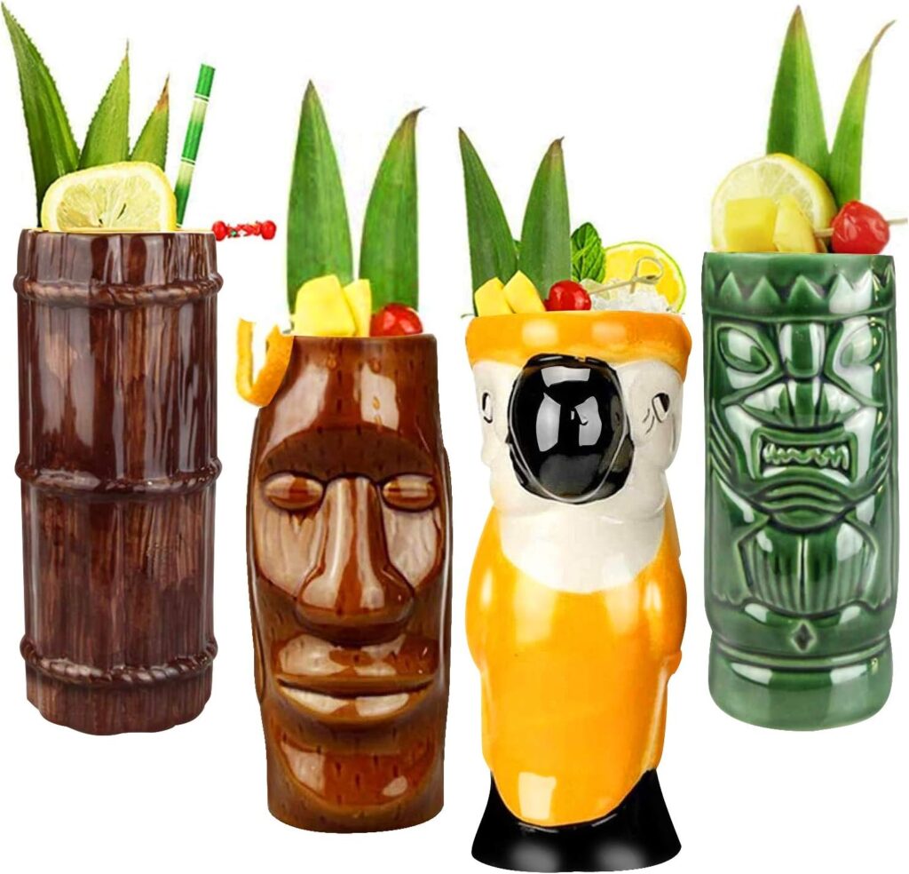 Tiki Mugs Cocktail Set of 4 