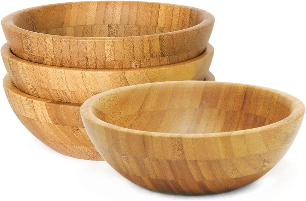 Lipper International Bamboo Wood Salad Bowls, Small, 7" 