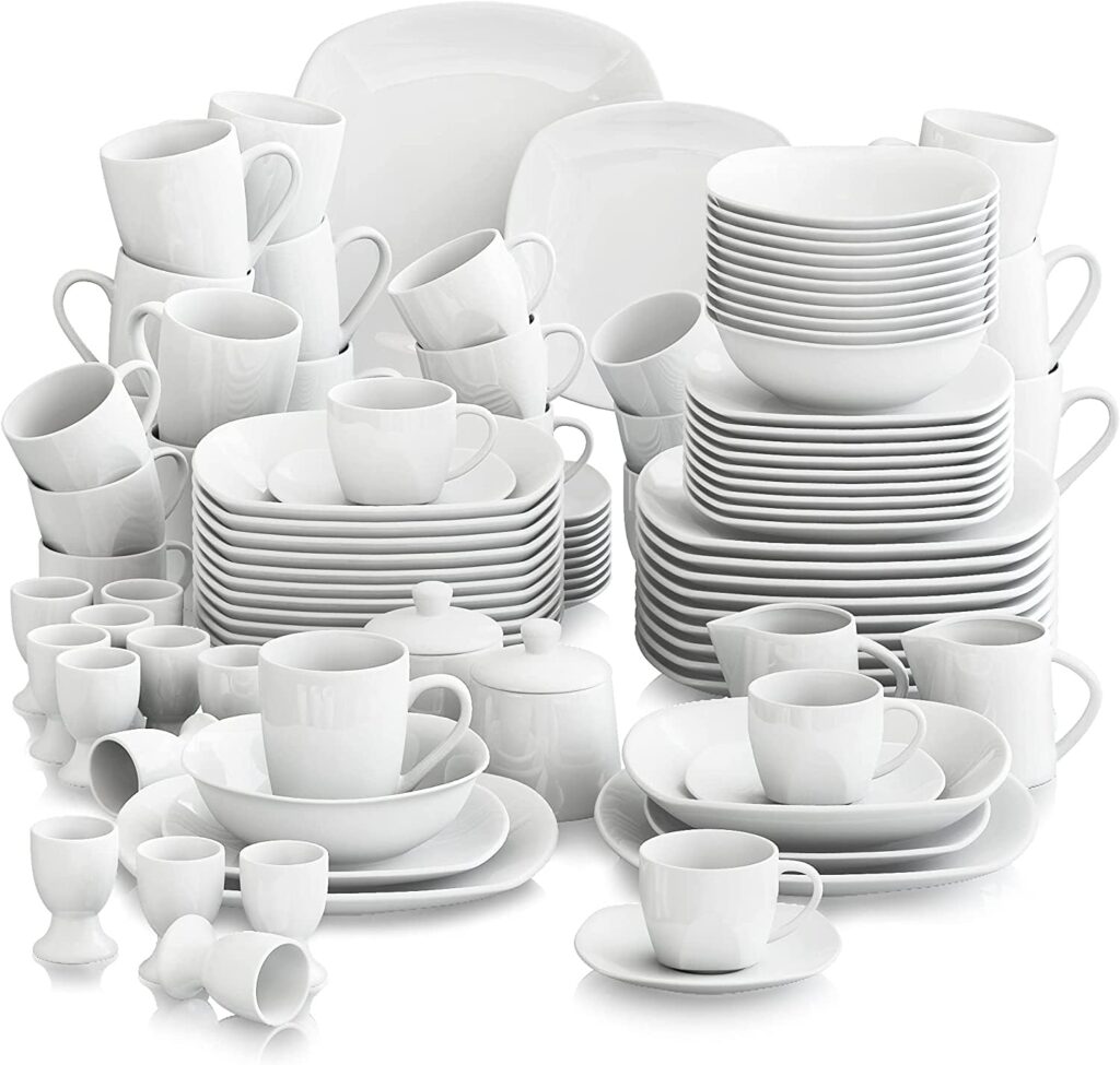 MALACASA, Series Elisa White Porcelain Dinner Set