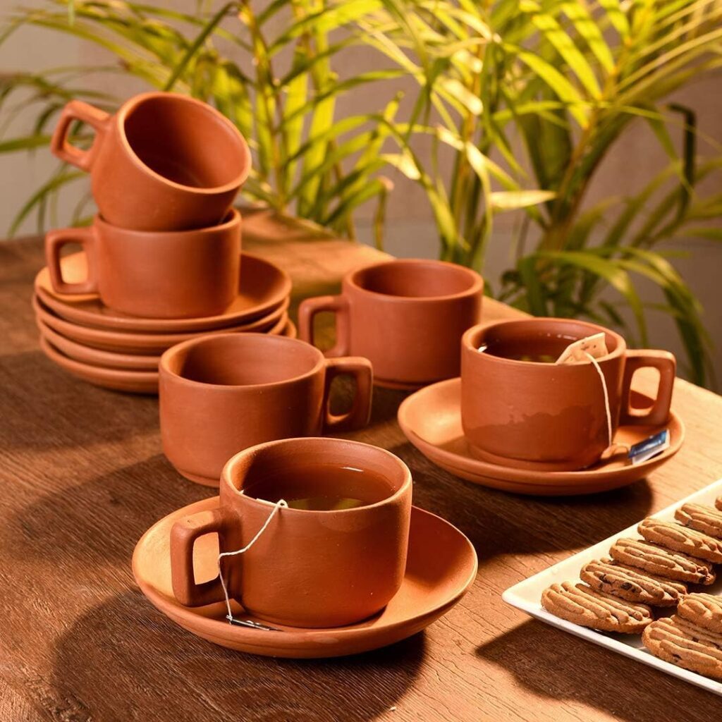 Odishabazaar Cup Set with 6 Plate Traditional 