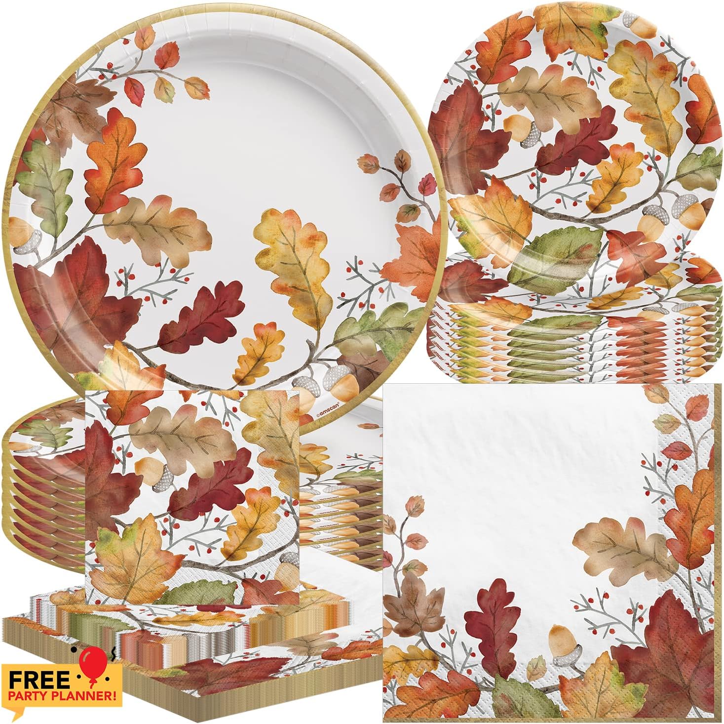 Amscan Muted Autumn Dinnerware Bundle