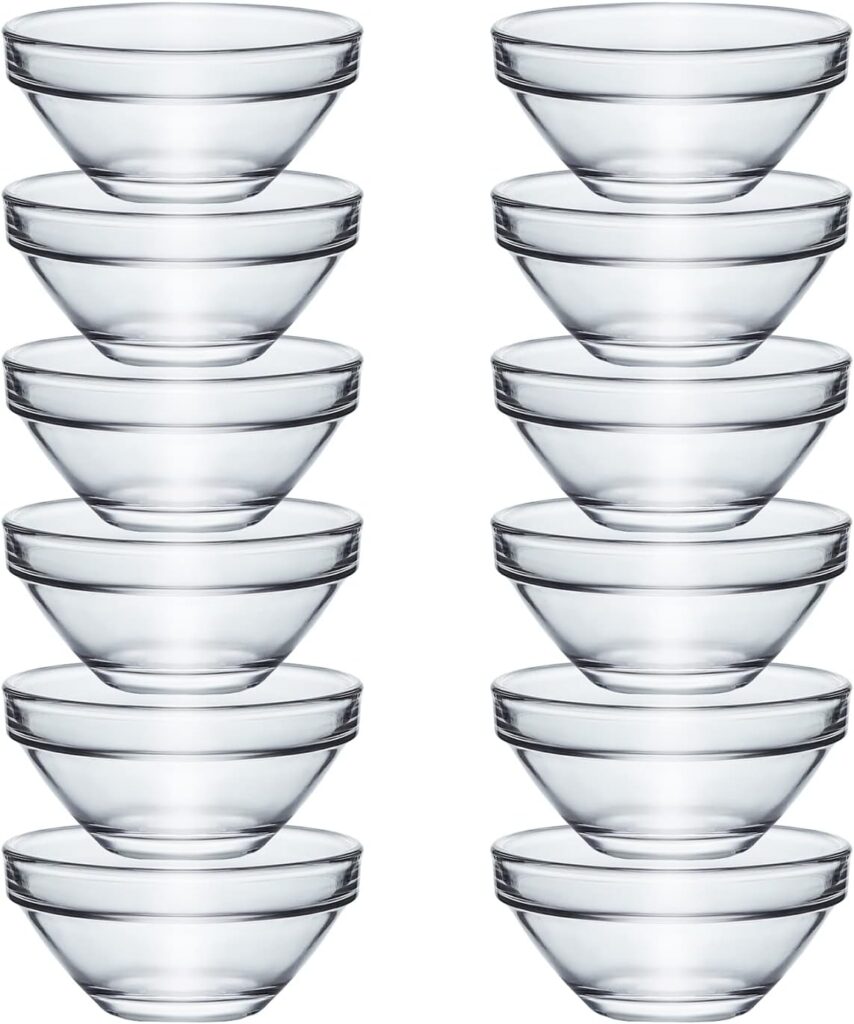 JHNIF 12pcs Clear Glass Soy Sauce Dipping Bowls 